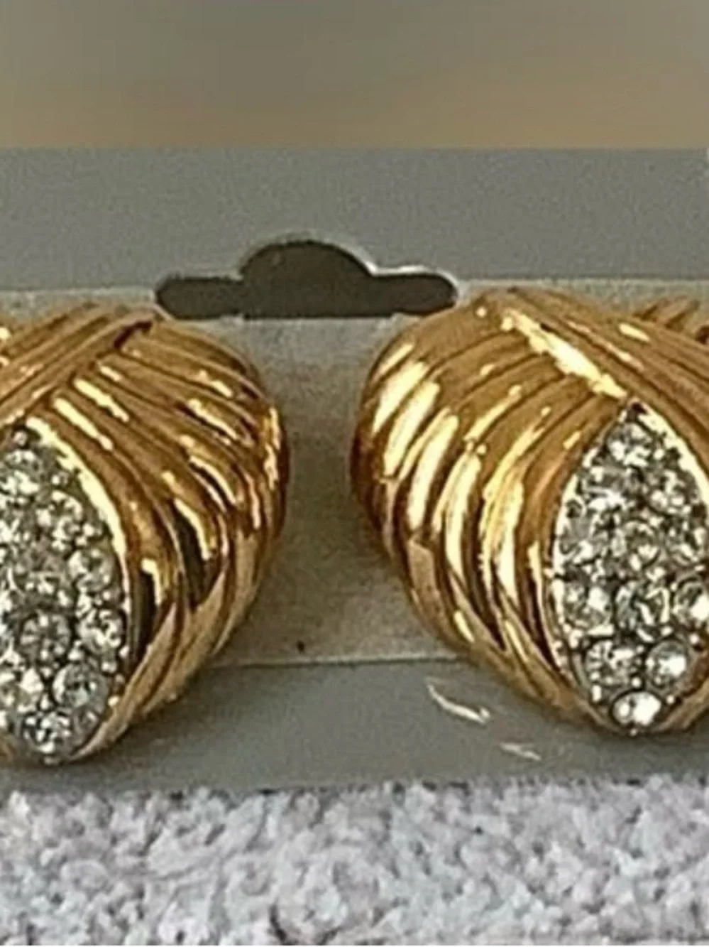 Ellen Kiam Gold Heart Pierced Earrings with Crystal Pavé Accent